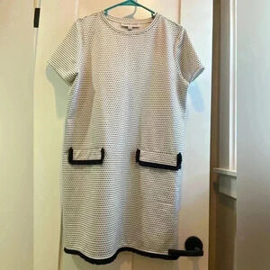 emma and michele dress sz large White And Black Dots With Pockets Midi Straight
